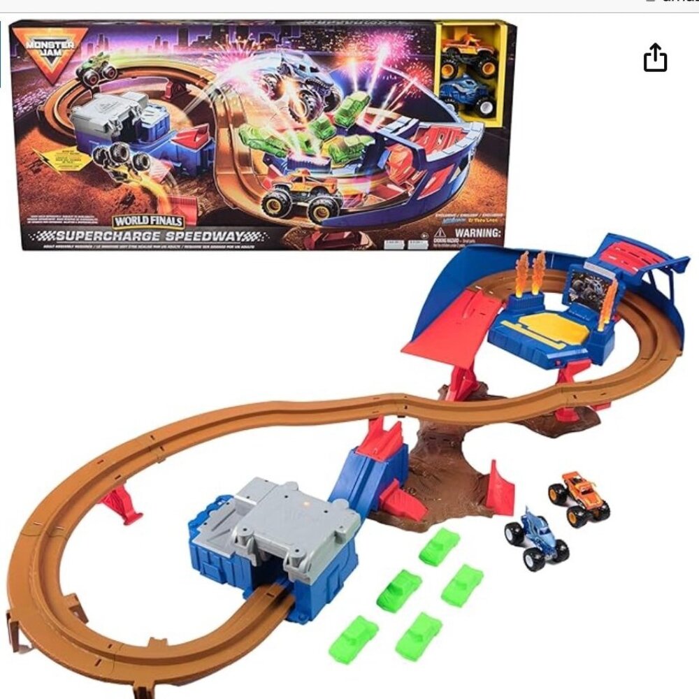 Monster Jam, Supercharge Speedway Playset OPEN BOX READ DESCRIPTION